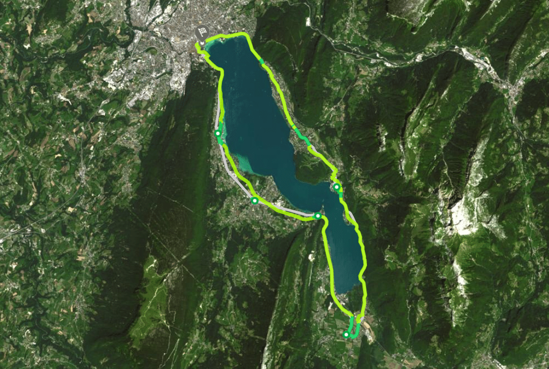 Itinéraire vélo une journée lac d'Annecy