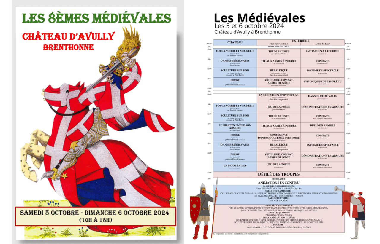 Programme des médiévales au château d'Avully en Haute-Savoie