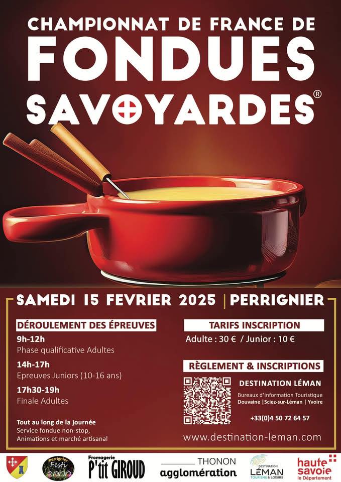 Affiche 1er Championnat de France de Fondue Savoyarde Perrignier 2025 